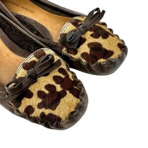 Antonio Melani Leopard Loafers 7.5 Cowhide Moccasin Flats Casual Comfort Shoes